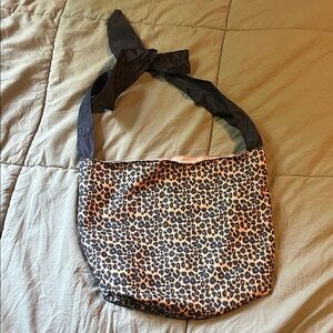 Leopard Print Women's Bag with Black Strap